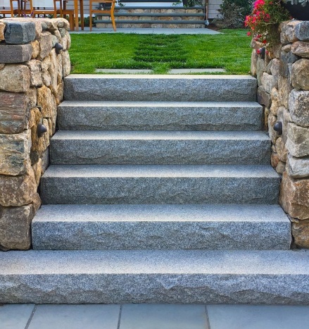 Dark Granite Steps with Handrails